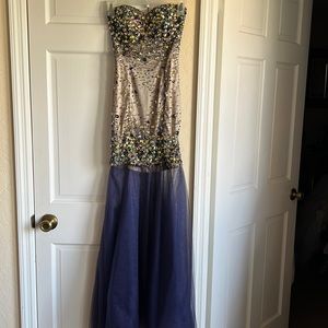 Camille La Vie Purple Beaded tulle gown 00.